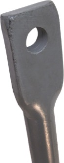 1 3/8″ solid bar; end flattened to 5/8″ with 7/8″ diameter drilled hole