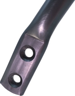 Flattened tube end with pierced, countersunk hole